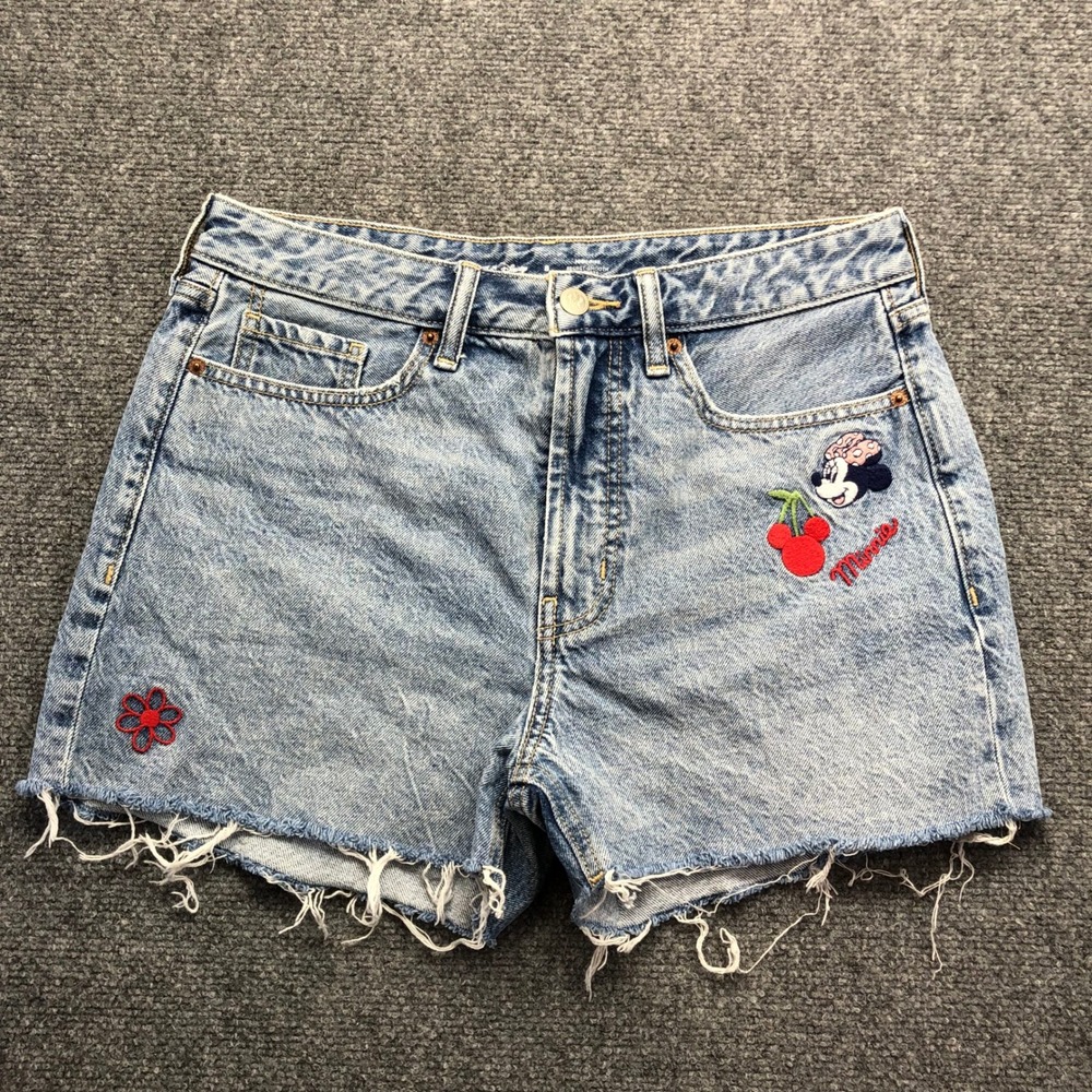 Disney Minnie Mouse High Rise Denim Cutoff Shorts Light Wash Size 8